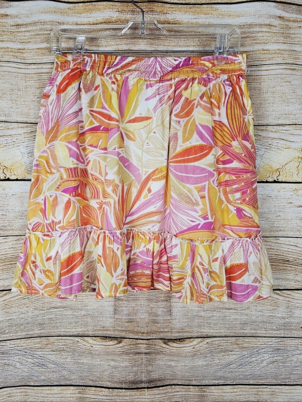 C&C California NEW 100% Cotton Tropical Floral Print Skirt Size Medium